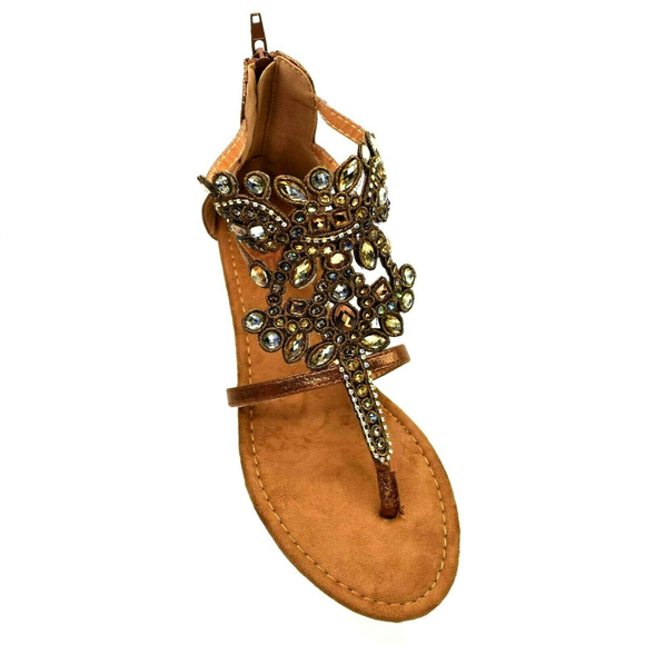 jeweled gladiator flat sandals